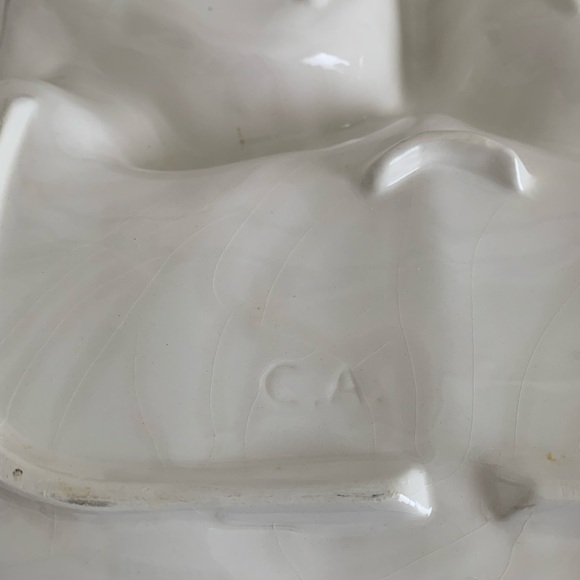 VTG Clay Art Cat Fish Chip Dip Bowl or Cat feeder bowl *grazing shown” 1999 hand - Picture 12 of 16